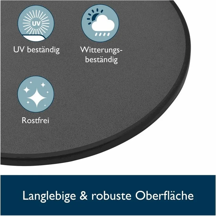 Beautissu Stehtisch Outdoor Stehtisch Sylt, klappbar, Ø80cm, Weiß, mit Husse, Platzsparender Bistrotisch in Gastro-Qualität