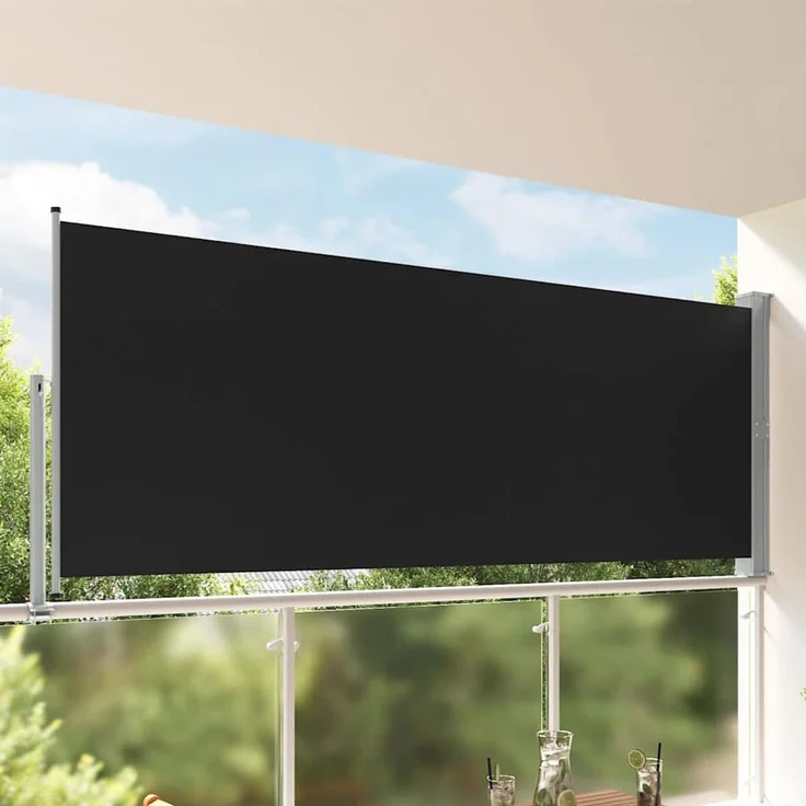 Ausziehbare Seitenmarkise, Sichtschutz 140x300 cm Schwarz – Bild 1