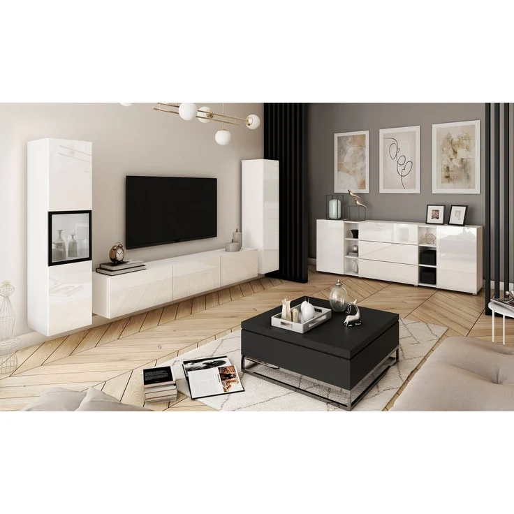 INOSIGN Wohnwand BERLIN III, (Komplett-Set, 3-St), moderne grifflose Mediawand Breite 260 cm, Vitrine mit Verglasung – Bild 2