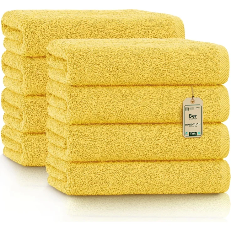 NatureMark 8er Spar-Pack Frottier Handtücher, Handtuch-Set, 50x100 cm, Gelb, 100% Baumwolle – Bild 1