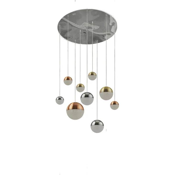 XXXL Led-Hängeleuchte Planets, Chrom, Metall, Glas, Textil, 153 cm, Pendelleuchte für Essbereiche