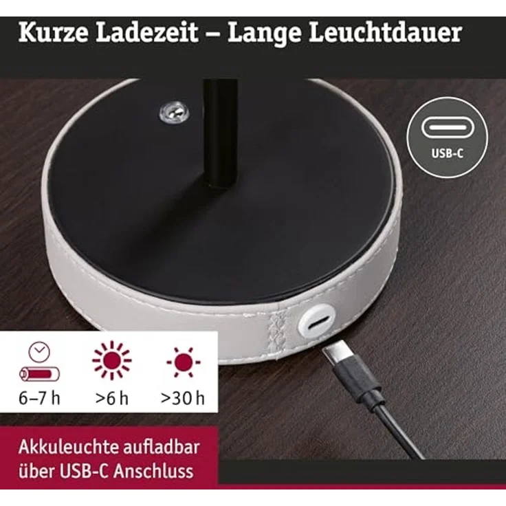 Paulmann 71176 LED Akkuleuchte Pellini 37cm White Switch dimmbar beige schwarz – Bild 4
