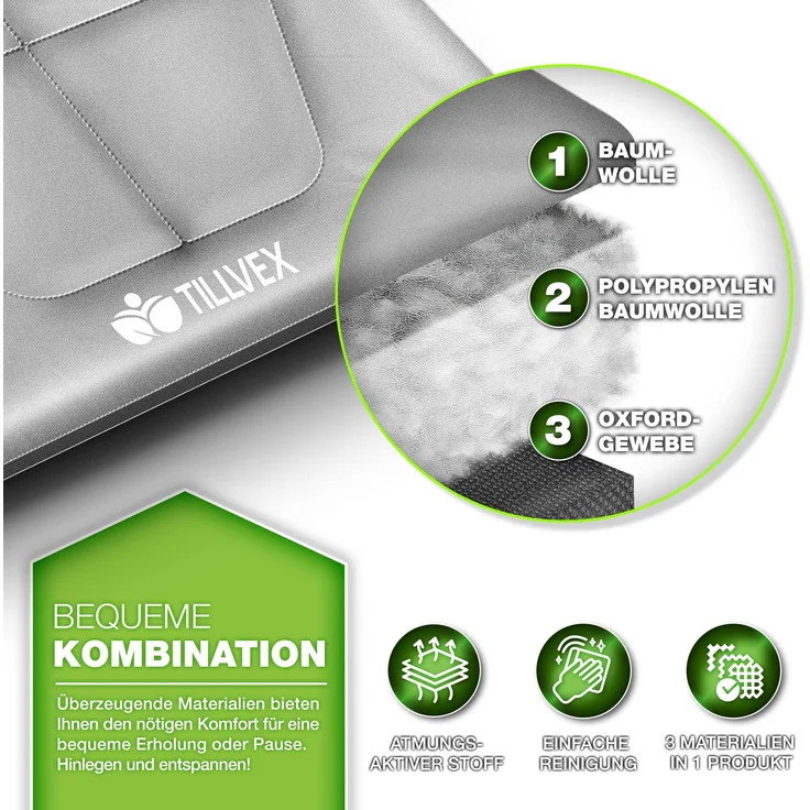 tillvex® Campingliege, klappbar, grau, 190 x 68 x 40 cm – Bild 7