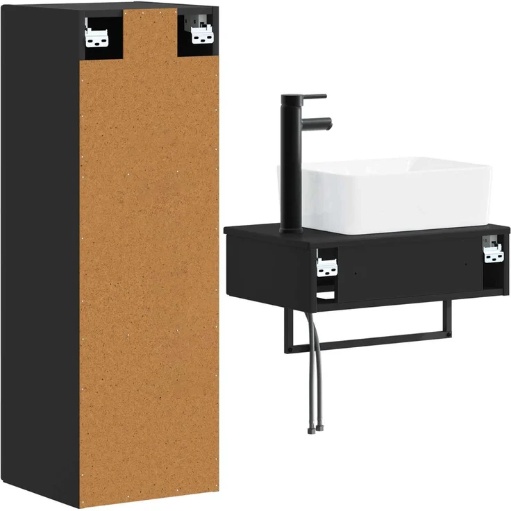 vidaXL Badezimmermöbel-Set 2 stk. Schwarz 33 x 34,5 x 100 cm 3406104 – Bild 5