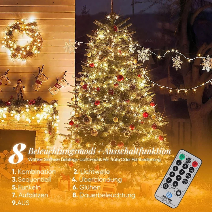 SALCAR 20m 300er LED Lichterkette Weihnachten mit Fernbedienung – Bild 3