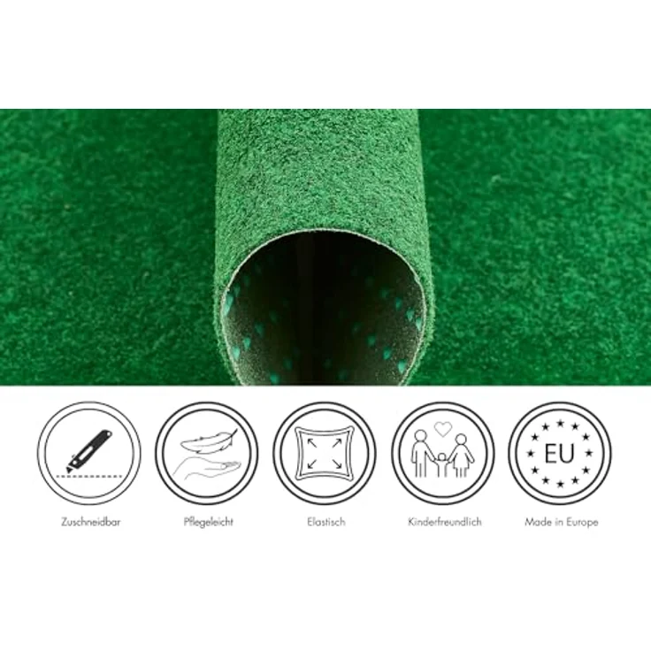 andiamo Kunstrasen Outdoor wasserdurchlässig, Rasenteppich wetterfest, Drainage-Noppen, UV-beständig, für Balkon und Garten, Farbe:Grün, Größe:200x300 cm – Bild 3