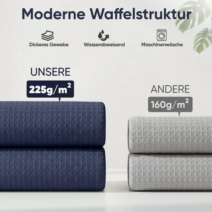 Sekey Duschvorhang Textil Duschvorhang Wannenvorhang Waschbar wasserabweisend mit Ringe Breite 180 cm (Packung, inkl. 12 Ringe), Badewannenvorh, 100% Polyester, Waffelstoff 180x200cm Dunkelblau – Bild 3