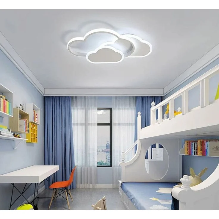 DELIPOP – Moderne 50W weiße LED – Deckenleuchte, dimmbare Wolken – Deckenleuchte mit Fernbedienung für Wohnzimmer/Schlafzimmer/Kinderzimmer – 45x24x6cm – Bild 5