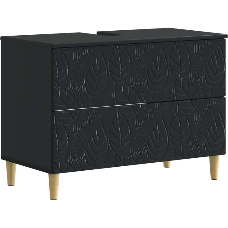 vidaXL 2-teiliges Badezimmer Schrank Set DELFT Schwarz Holzwerkstoff 3417703 – Bild 3