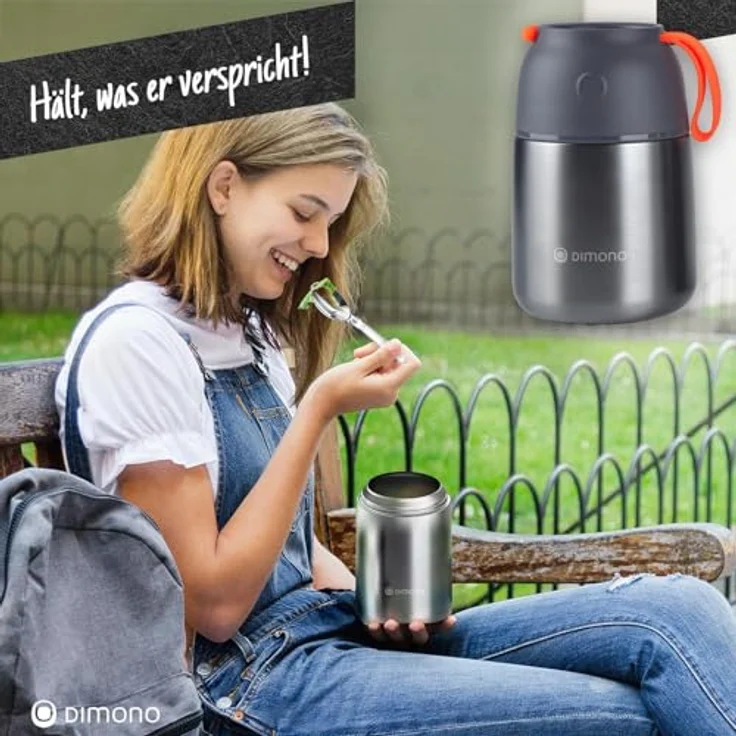 Dimono Thermobehälter Warmhaltebehälter, Edelstahl, (to-Go Lebensmittelbehälter, Essensbehälter für unterwegs) – Bild 6