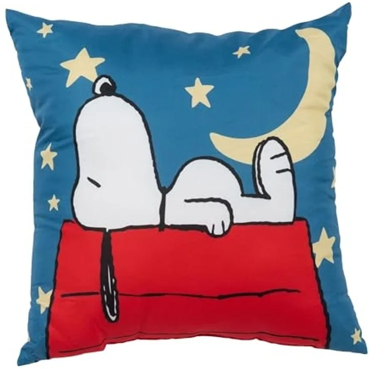 United Labels® Dekokissen Peanuts Snoopy Kissen Mond & Sterne Plüsch Zierkissen 40 x 40 cm