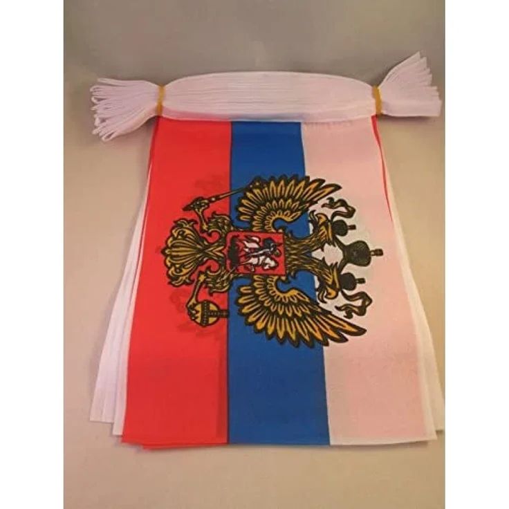 AZ FLAG - Fahnenkette Russland Mit Adler 6 Meter Mit 20 Flaggen - 21x14 cm - Russische Girlande Flaggenkette 14 x 21 Cm
