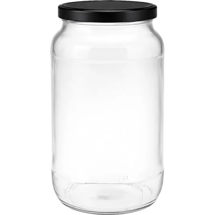 hocz 100x Einmachgläser 1 Liter | mit Deckel Schwarz TO 82 | leere Gläser mit Schraubdeckel zum befüllen 1 L | 1000 ml Sturzgläser, Schraubgläser, Marmeladengläser Set | 100 Stück – Bild 4
