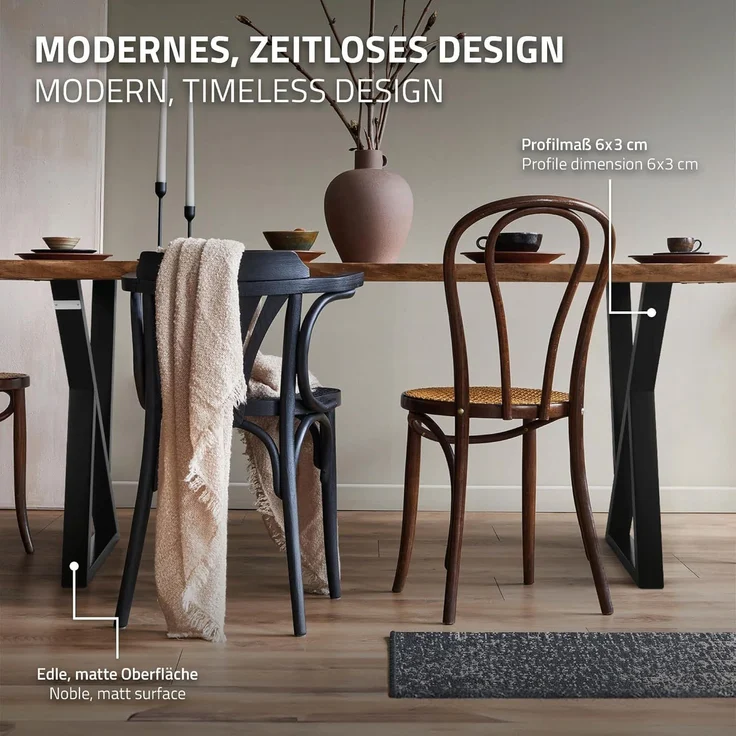 ML-DESIGN Tischbein 2er Set Tischgestell Tischkufen Möbelfüße aus Stahl Industriedesign, Kufengestell X-Form Schwarz für Esstisch/Schreibtisch DIY-Projekte – Bild 3