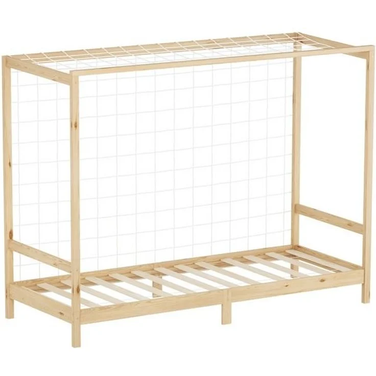 ML-DESIGN Spielbett Fußballtor Einzelbett für Kinder Holzbett mit Lattenrost & Tornetz, Handballtor Abenteuerbett 90x200cm Natur Kinderbett Holzbettgestell – Bild 3