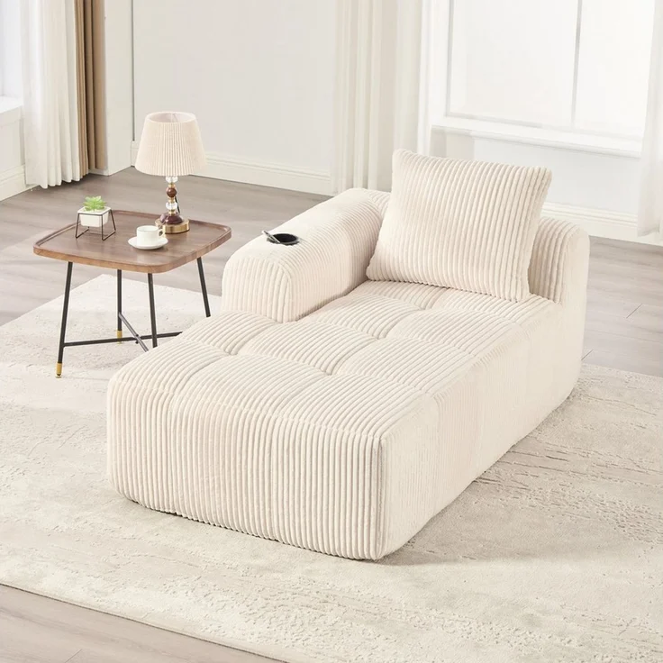 MODFU Sofa Cord-Kompaktsofa, mit Sofa, Rückenkissen, integrierter Getränkehalter & seitlicher Aufbewahrungstasche – Bild 1