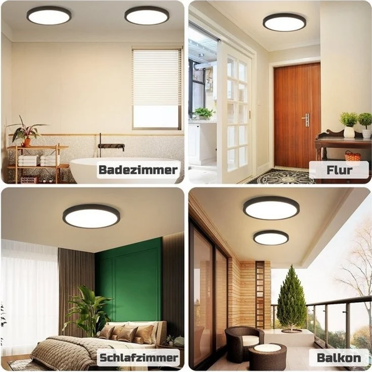 Nettlife LED Panel Neutralweiß Ø22cm Schlafzimmer Deckenbeleuchtung, LED fest integriert, Neutralweiß, für Schlafzimmer Küche Flur – Bild 4