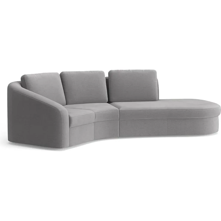 Cavadore Ecksofa Jawa / Bodennahe Eckcouch mit Element 1-sitzig und Trapezecke halbrund (60 Grad) / 266 x 88 x 230 / Mikrofaser, Mittelgrau