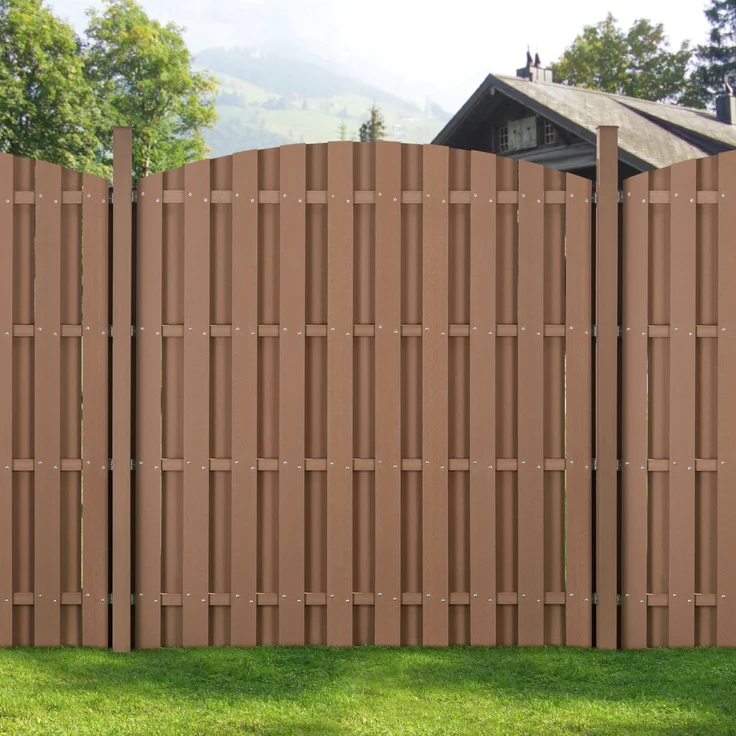 WPC Gartenzaun 185x193 cm Rund Braun neu. holz – Bild 1