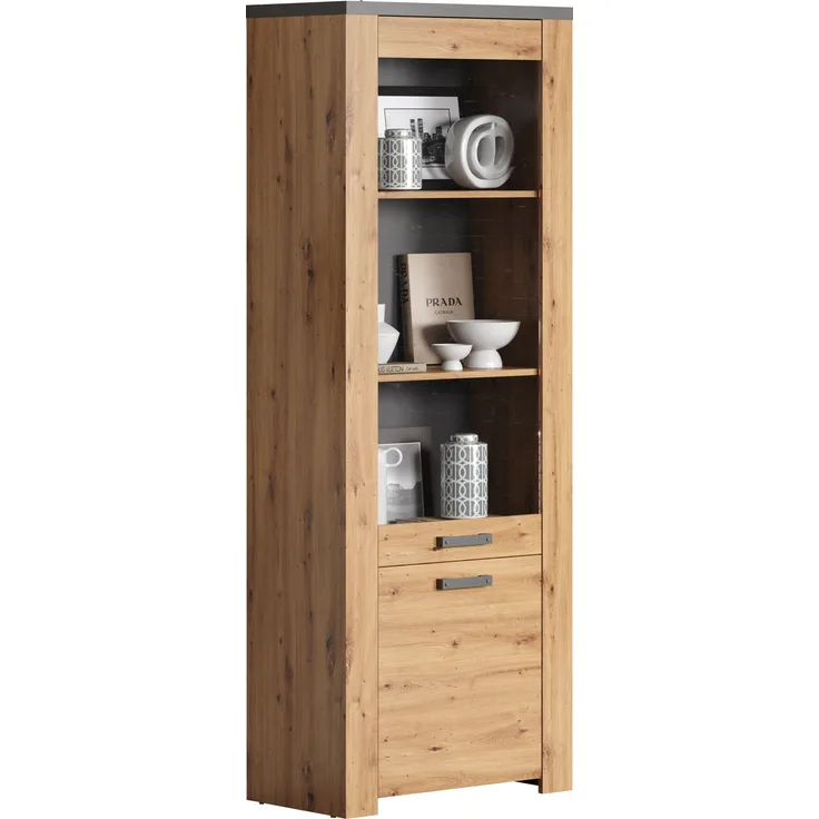 Vitrine Franka / Follow, Holzwerkstoff, Holzfarben, 73 x 199 x 40 cm