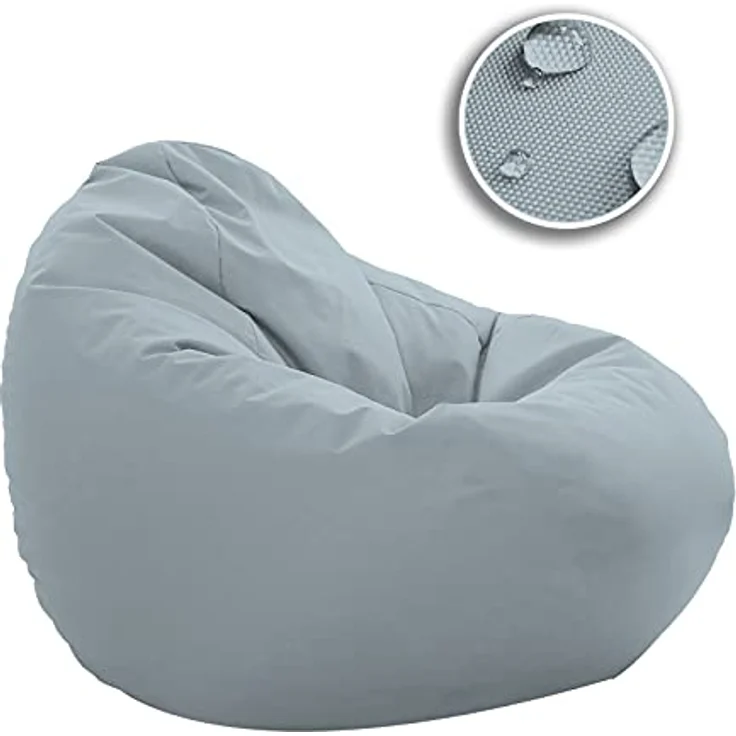 HomeIdeal - Sitzsack XXL Bodenkissen für Erwachsene & Kinder - Geeignet für Gaming oder Entspannen - Indoor wie Outdoor da er Wasserfest ist - mit EPS Perlen, Farbe:Grau, Größe:XL – Bild 4