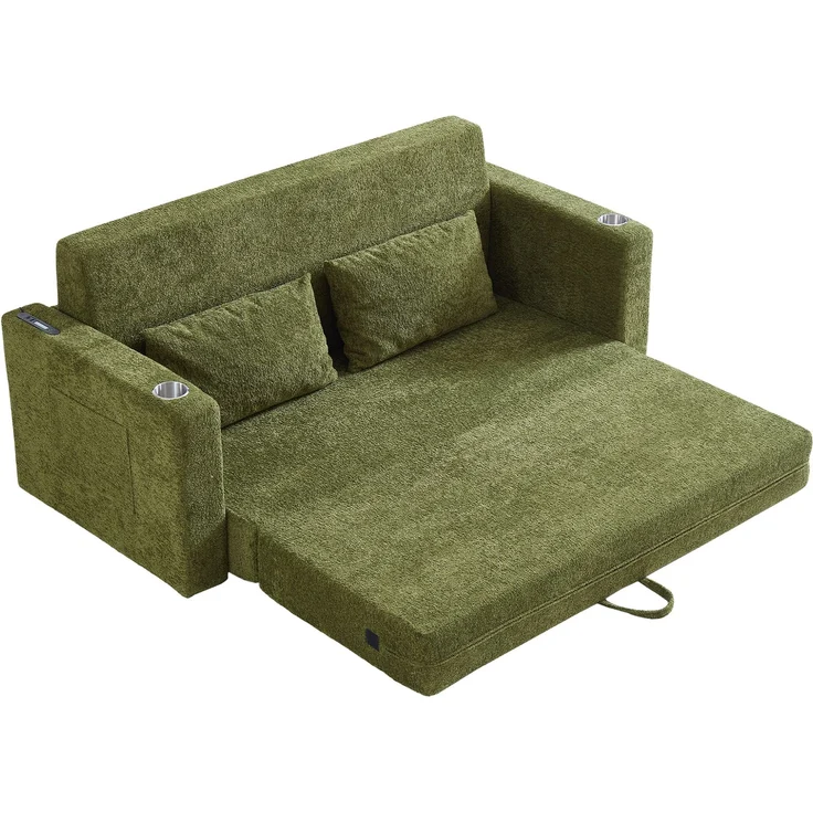 ZUBALIYA SchlafSofa mit USB - Anschluss, mit Samtbezug, mit breiten Armlehnen, mit Schaumstoffpolsterung, aus Samt – Bild 15