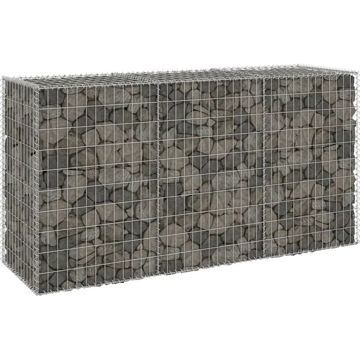 vidaXL Gabionenwand mit Abdeckung Verzinkter Stahl 200 x 60 x 100 cm 147815