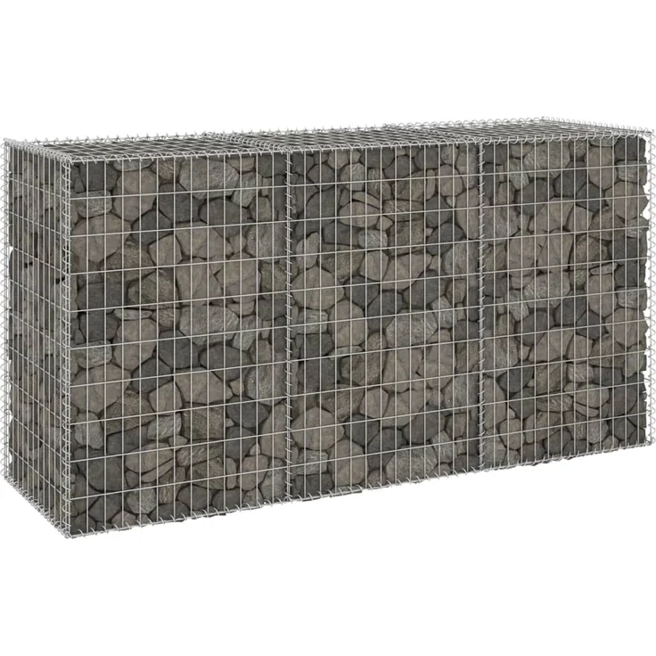vidaXL Gabionenwand mit Abdeckung Verzinkter Stahl 200 x 60 x 100 cm 147815 – Bild 1