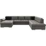 Mirjan24 Ecksofa 'Niko' mit Bettkasten und Schlaffunktion, Grau / Schwarz, 147 x 85 x 23 cm, Links