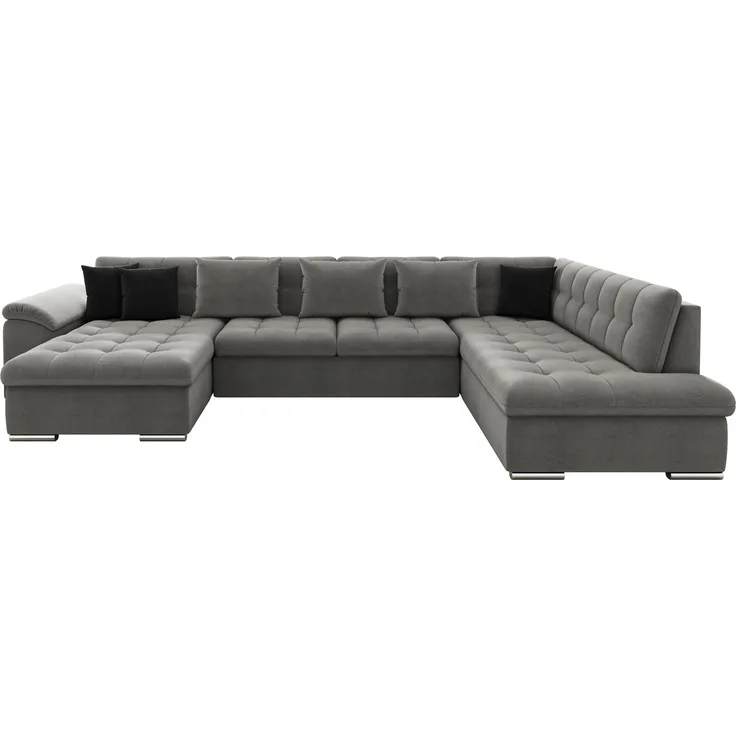 Mirjan24 Ecksofa 'Niko' mit Bettkasten und Schlaffunktion, Grau / Schwarz, 147 x 85 x 23 cm, Links