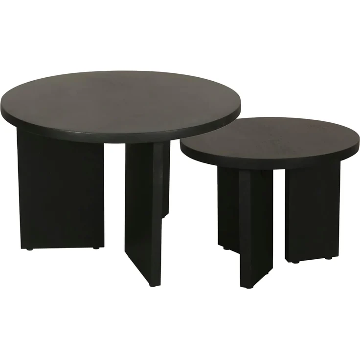 byLIVING Couchtisch Round (Set), aus 2,5cm starkem Massivholz schwarz, einzeln oder im Set stellbar – Bild 1