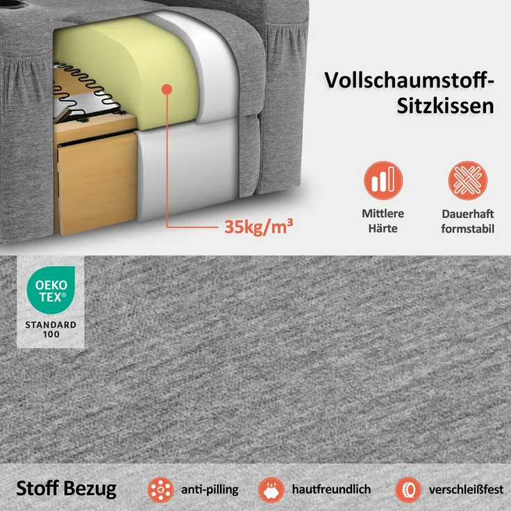 M MCombo Fernsehsessel mit Aufstehhilfe Elektrisch, 7102 (Stoff, Grau) – Bild 6