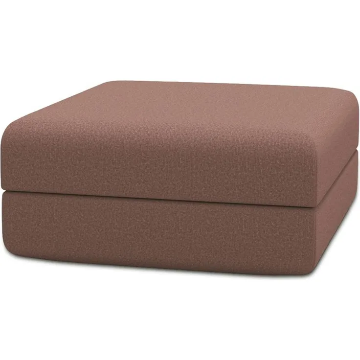 Terrakottafarbener Pouf aus glattem Stoff