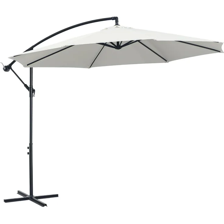 Outsunny Ampelschirm mit Handkurbel, Polyestergewebe, creme, 295 x 295 cm