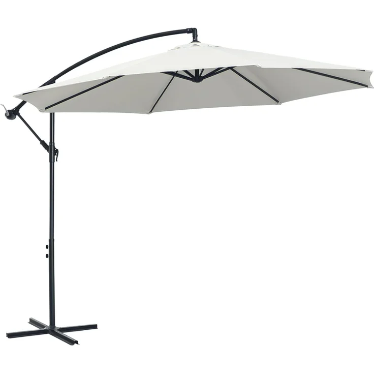 Outsunny Ampelschirm mit Handkurbel, Polyestergewebe, creme, 295 x 295 cm – Bild 1