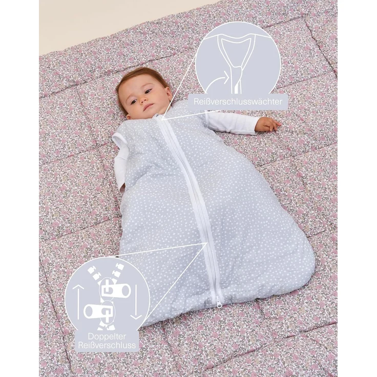 molis&co - Baby schlafsack ärmellos - Ideal für den Winter - Babyschlafsack tog 2.5 ohne Ärmel - 100% Baumwolle (Oeko-TEX 100), Premium Qualität - Grey Print (70 cm, 0-6 Monate) – Bild 3