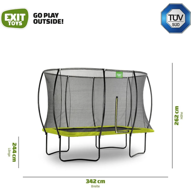 EXIT 'Silhouette' Trampolin, grün, 214x305 cm, inkl. Sicherheitsnetz mit Reißverschluss – Bild 3