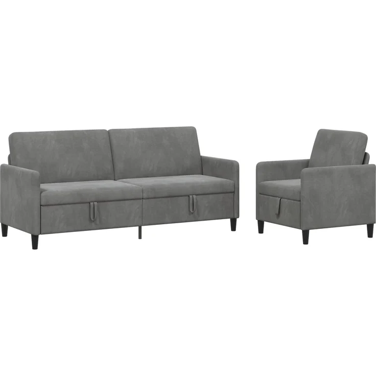 vidaXL Sofa Set mit Stauraum 2 stk. Dunkelgrau Polyester 3429247 – Bild 2