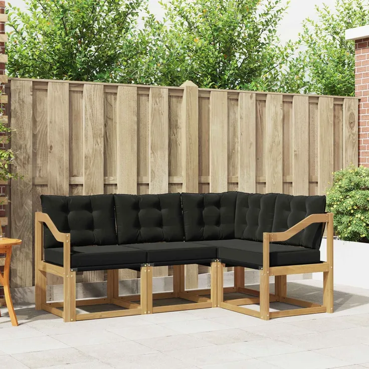 vidaXL Outdoor-Sofagarnitur 4 stk. 4-Sitzer Weiß und Schwarz 3389438