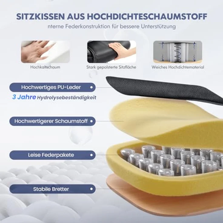 COLAMY Ergonomischer Bürostuhl, Office Bürostuhl Ergonomisch, 360° Drehung Chefsessel Schreibtischstuhl mit Hochklappbaren Armlehnen, Verstellbarer Rückenlehne, Höhe & Kippspannung, Schwarz – Bild 11