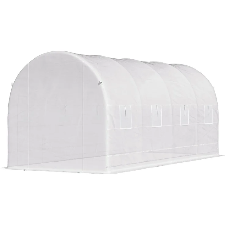 Tunnel-Gartengewächshaus 5x2x2m mit Stahlkonstruktion und weißer Polyethylenplatte, 500.0×200.0×200.0cm, Weiß, MELAYR – Bild 2