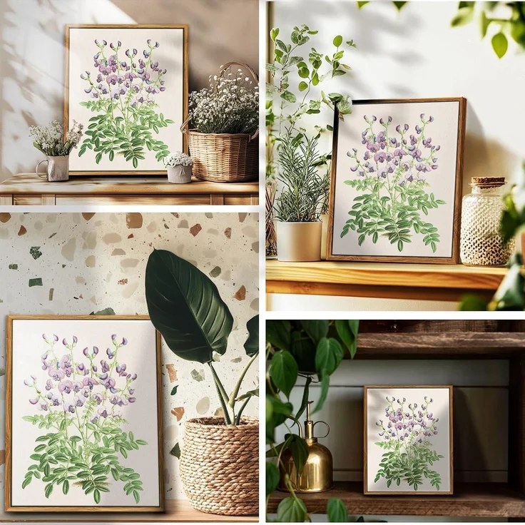 Vintage Botanische Leinwandbilder mit Holzrahmen 20x25cm Wohnzimmer Büro Deko – Bild 3