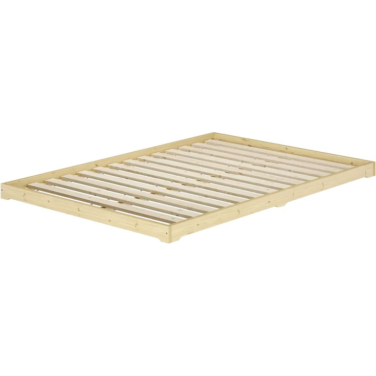 Erst-Holz Futonbett platzsparend extra niedriges Studentenbett 140x200 Fichte Tanne geölt, Rollrost inkl. – Bild 2