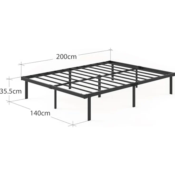 Zinus Caleb Bett 140x200 cm - Höhe 36 cm mit Stauraum unter dem Bett - Metall-Plattformbettrahmen - Klappbarer Bettrahmen - Schwarz – Bild 3