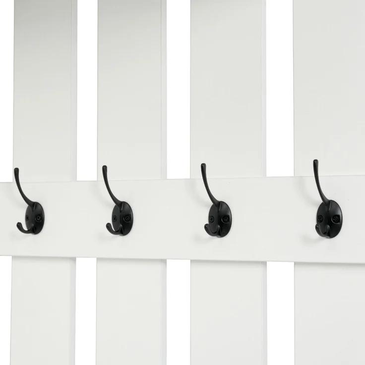 Flurbank Schuhschrank mit Haken und 2 Schubladen Flurmöbel Aufbewahrung Weiß Modern Eingangsbereich – Bild 10