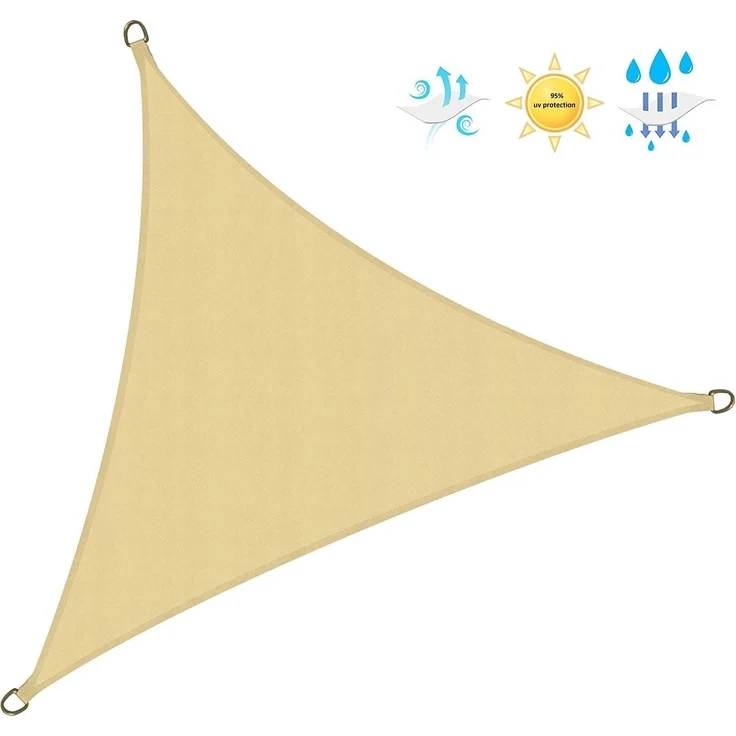 Rebecca Mobili Sonnenschutz Sonnensegel für Außenbereich Outdoor Beige Dreieckig Schwimmbad Befestigungsseil Polyethylen UV-Schutz 3,6 x 3,6 x 3,6 m (Cod. RE6340) – Bild 3