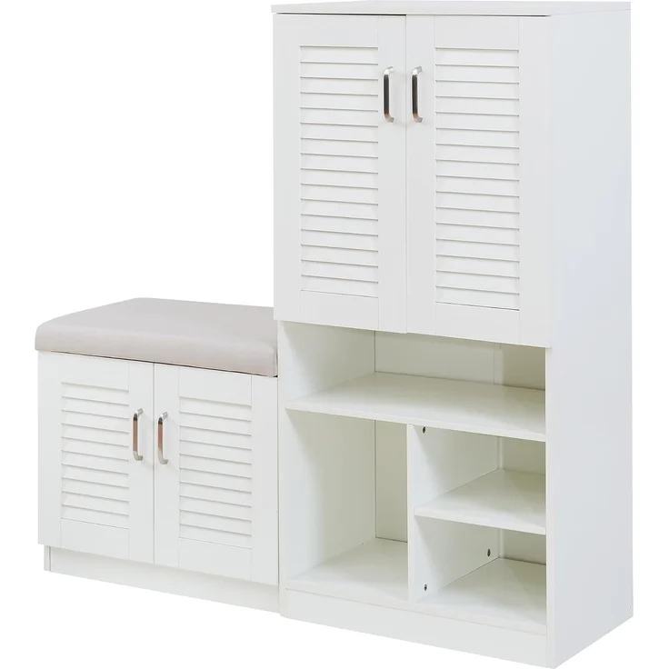 Schuhschrank Løten 120x37x120 cm Weiß [en. casa] – Bild 5