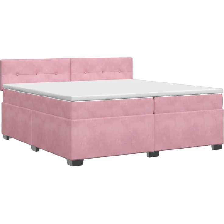 vidaXL Boxspringbett mit Matratze mit Kopfteil Rosa 200 x 200 cm Samt 3450787 – Bild 2
