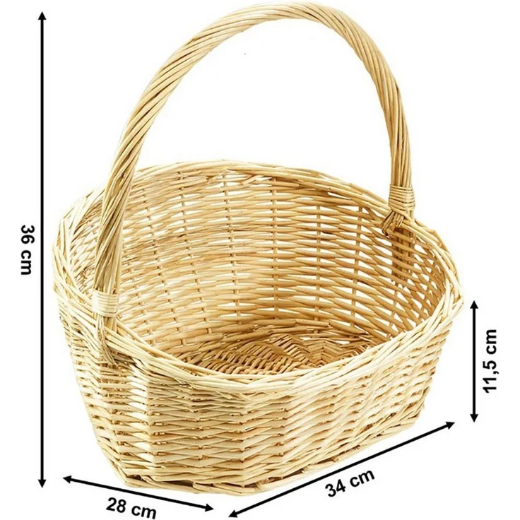 Kobolo Dekokorb Geschenkkorb Präsentkorb natur Weide 35x30x34 cm (1 Stück, 1 St, kein Set), mit Henkel – Bild 1