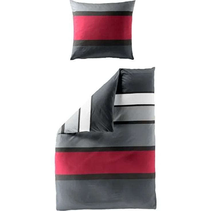Bierbaum Bettwäsche 4757, Mako-Satin, Designed in Germany, rot 63, 135x200 + 80x80 cm – Bild 4